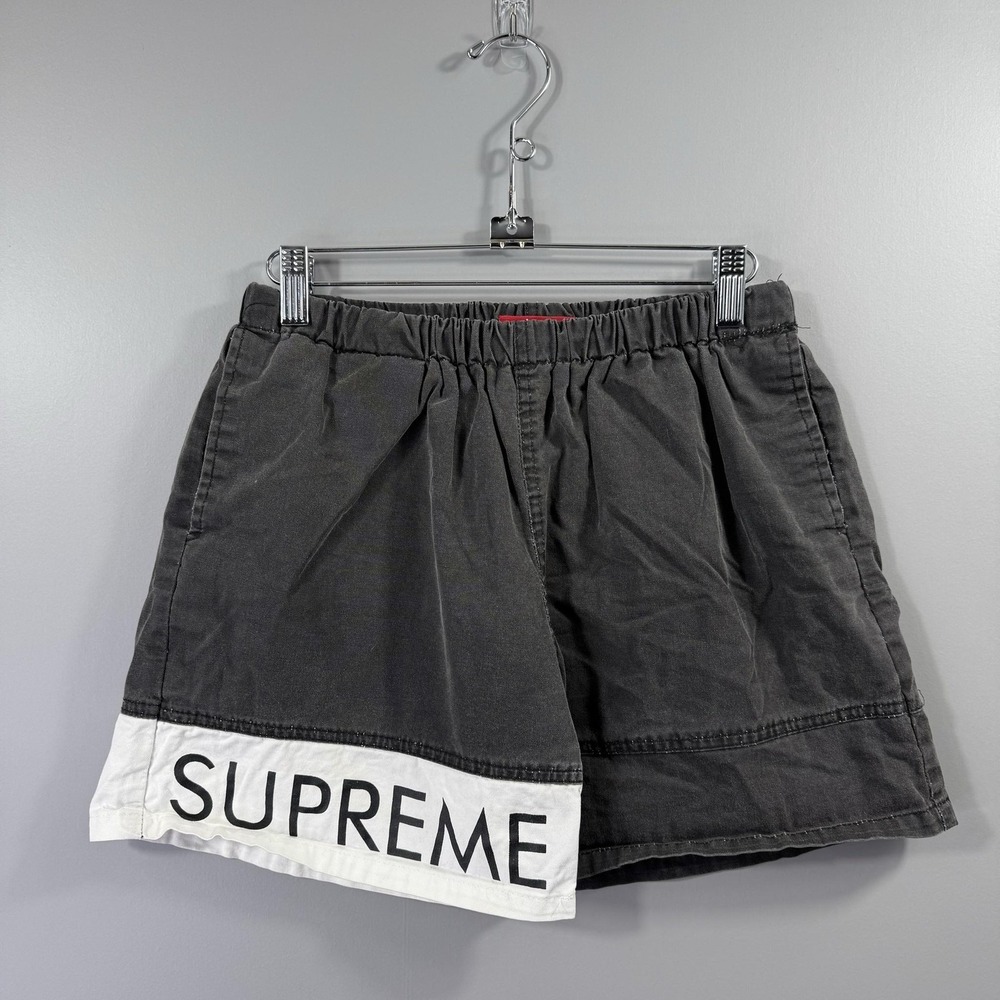 Supreme Shorts Mens Large Gray Cotton Swim Trunks Mesh Lined Streetwear